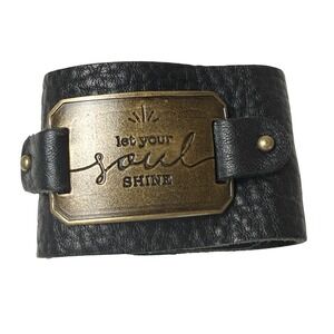 Leather Cuff Wrap Bracelet "Let Your Soul Shine"